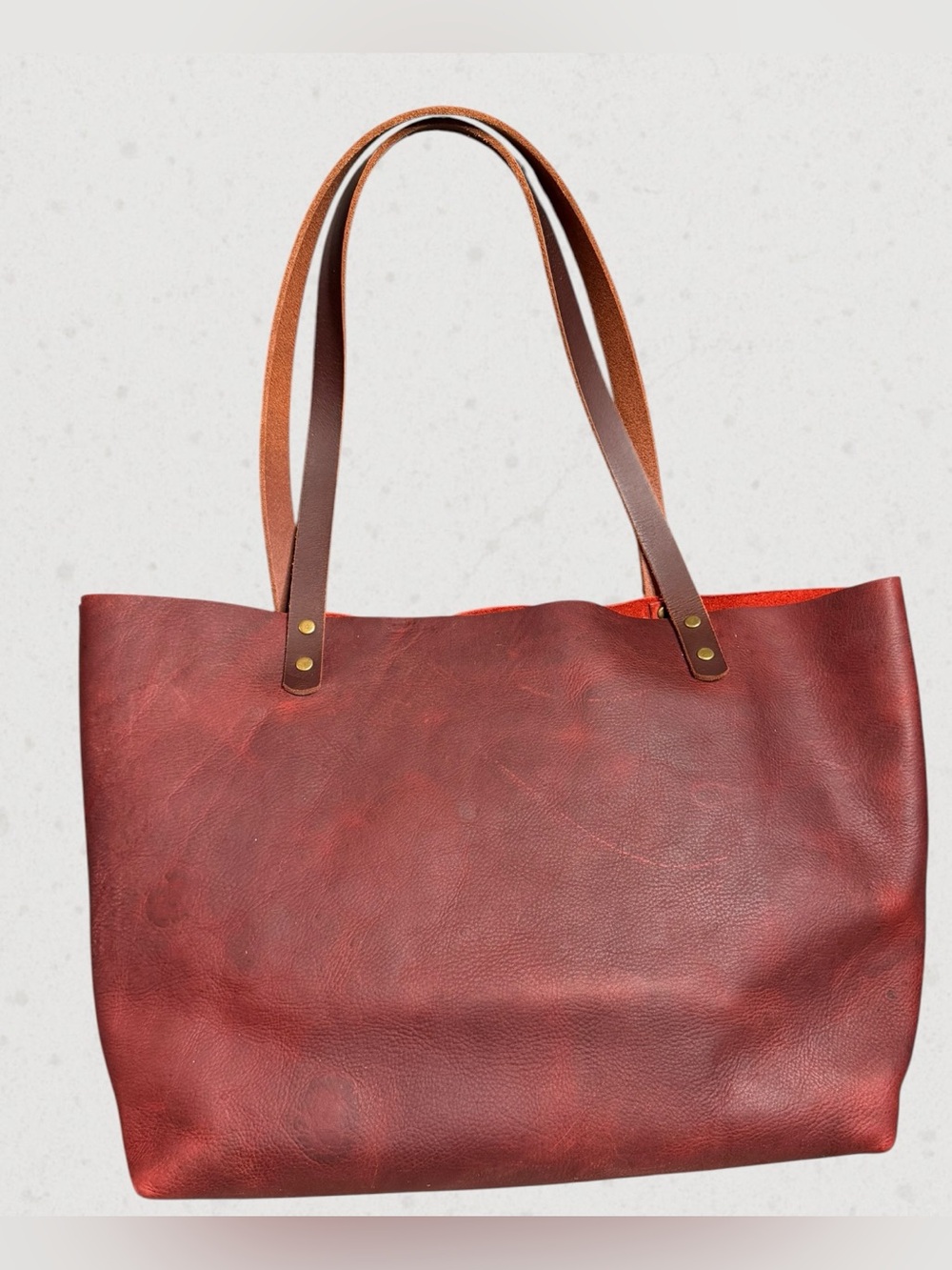 East West Tote in Rushmore Red with Dark Brown Straps